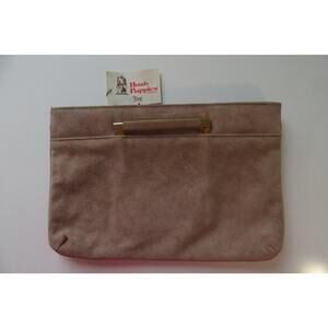 Vintage Hush Puppy By Toni Clutch Purse Suede Beige Extendable Handles